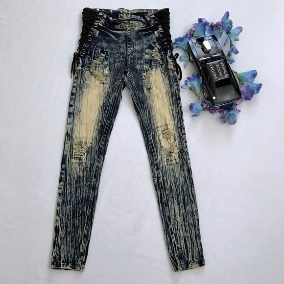 Baby Phat NWT Distressed Stone Wash Skinny Jeans Juniors/Women 7/8 - Picture 2 of 11